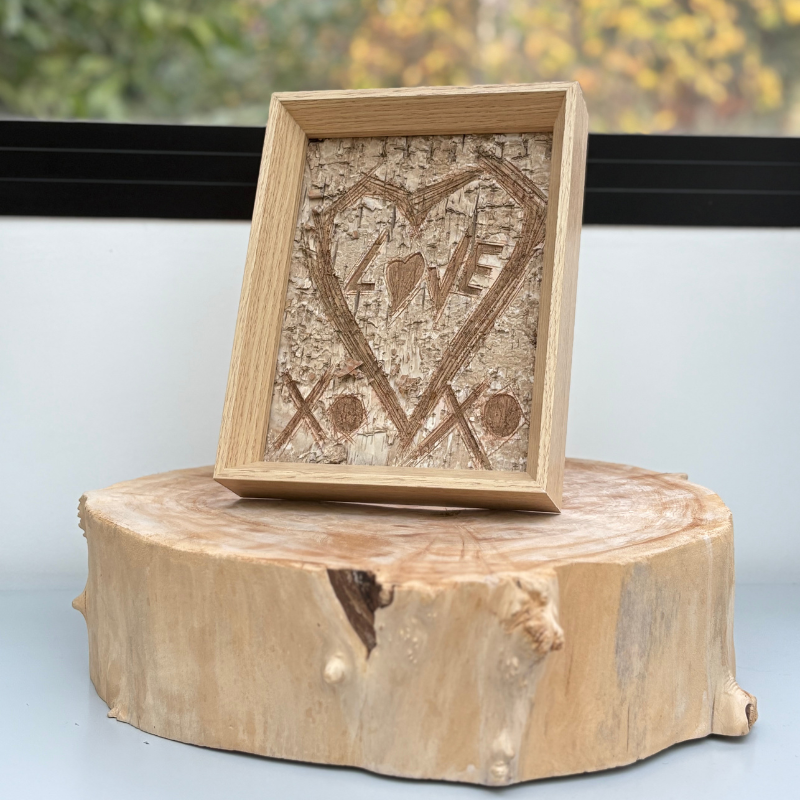 "L♥︎ve" Birch Bark Frame Light Engraved