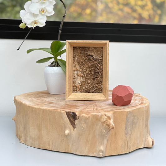 "Heart" Half-Light Birch Bark Frame Engraved