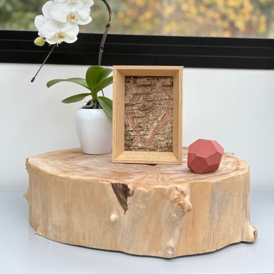 "Heart" Birch Bark Frame Light Engraved