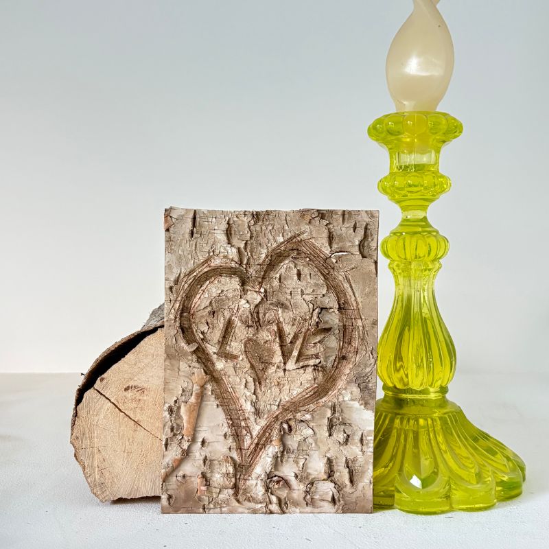 "Love" Small Birch Bark Plaque Engraved