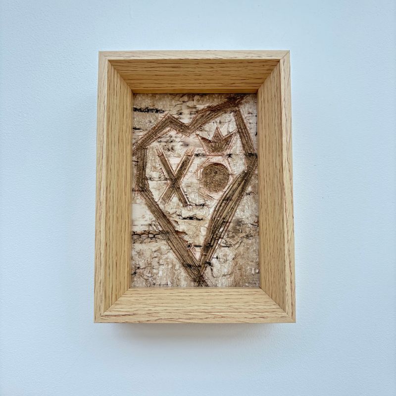 "XO" Birch Bark Frame Engraved