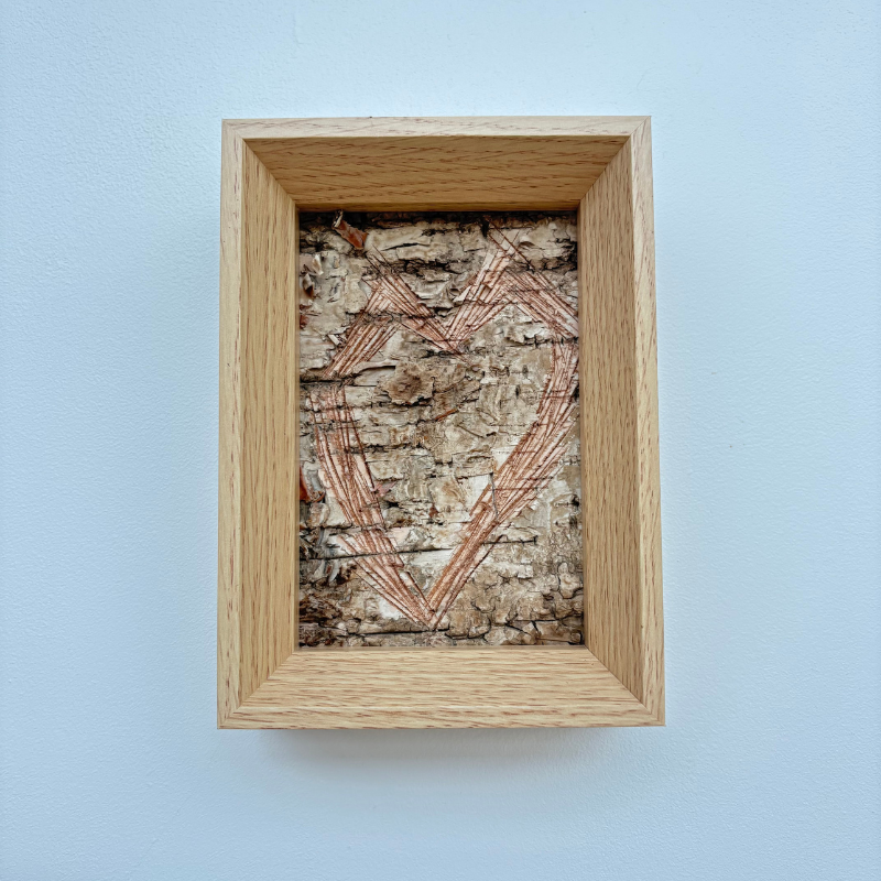 "Heart" Birch Bark Frame Light Engraved