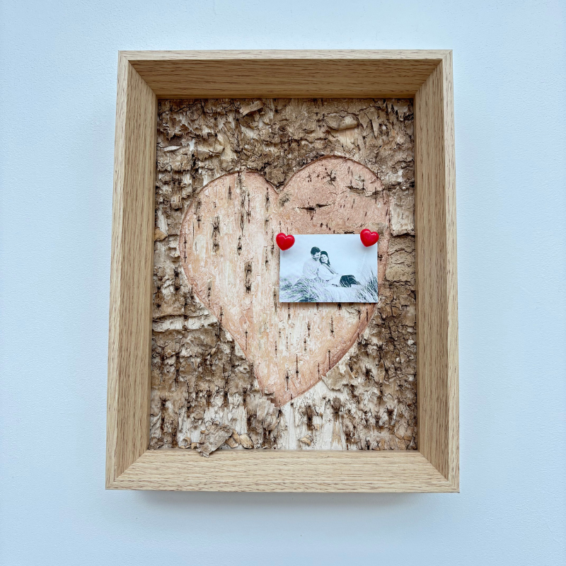 "Heart" Birch Bark Frame Deep Engraved