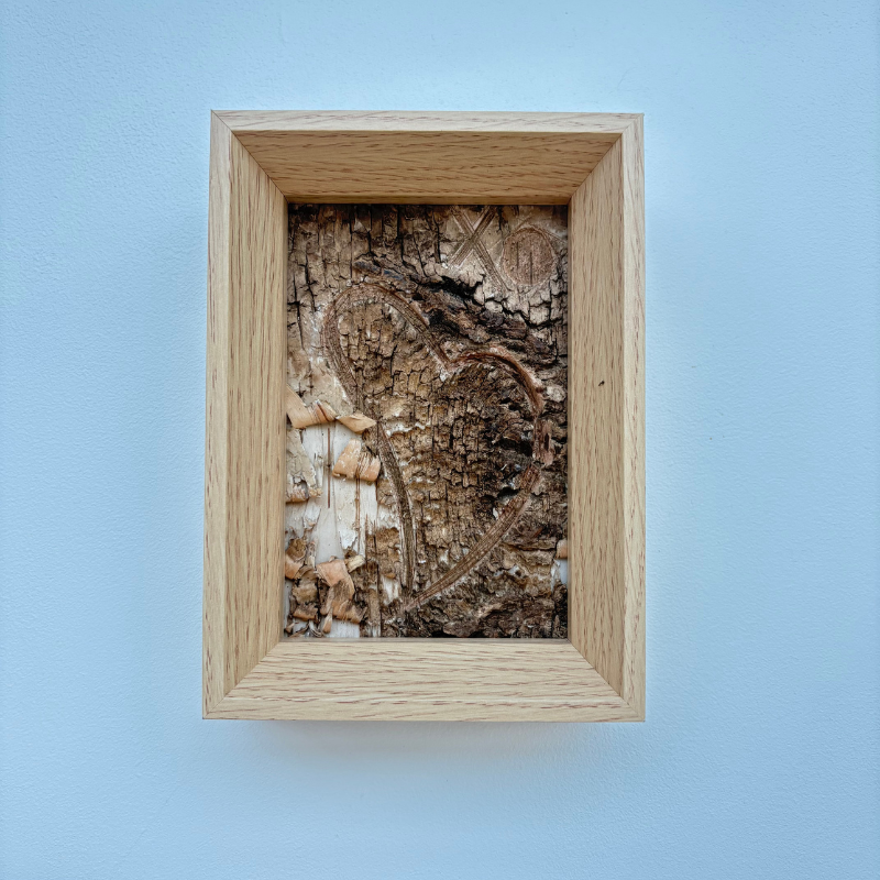 "Heart" Half-Light Birch Bark Frame Engraved
