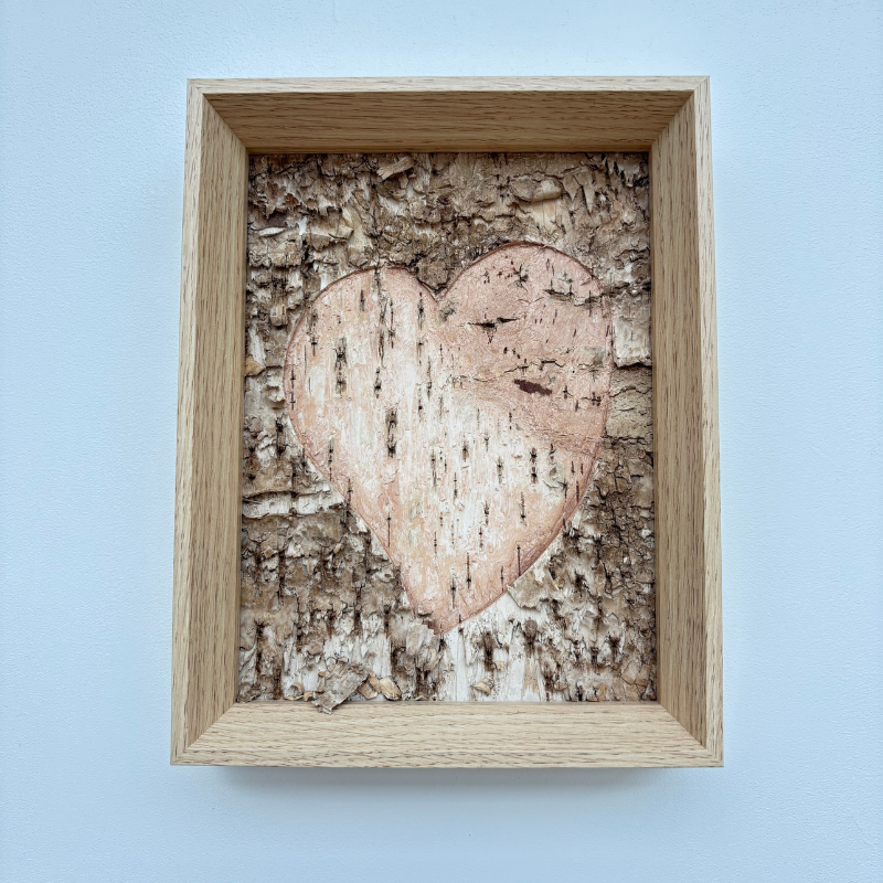 "Heart" Birch Bark Frame Deep Engraved