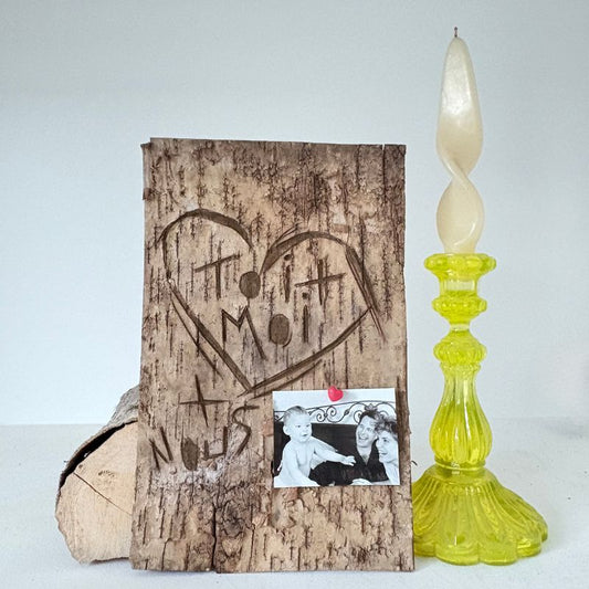 "Toi + Moi + ...  Nous" Birch Bark Plaque Engraved