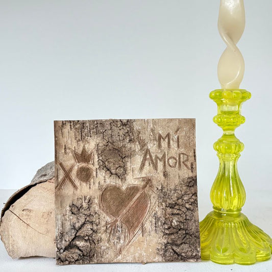 "Mi Amor" Birch Bark Plaque Engraved