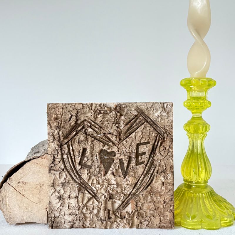 "L♥︎ve" Birch Bark Plaque Engraved