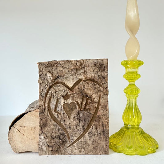 "Love Crown" Birch Bark Plaque Raw Engraved