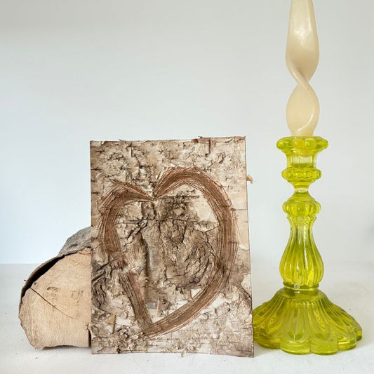 "Heart" Birch Bark Plaque Raw Engraved