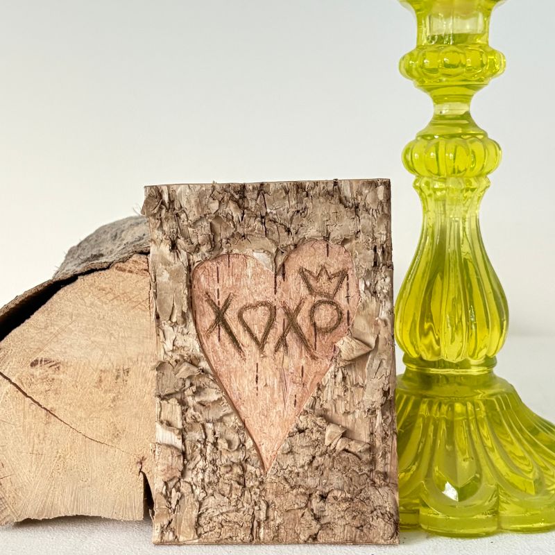 "XOXO" Mini Birch Bark Plaque Deep Engraved