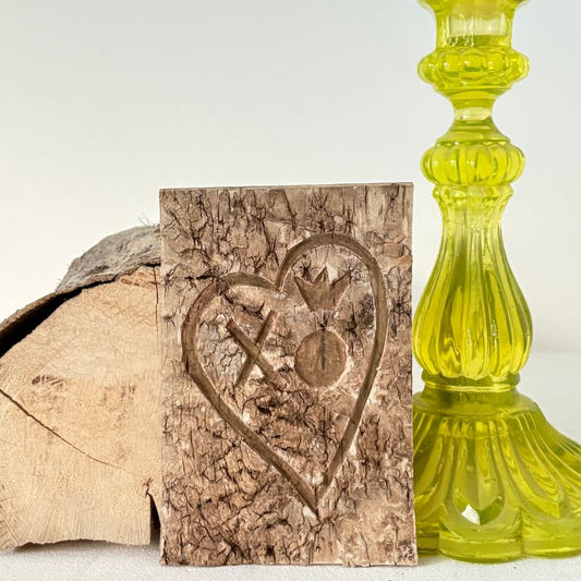 "XO" Mini Half-Light Birch Bark Plaque Engraved