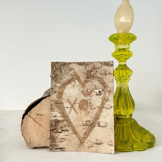 "XO" Small Light Birch Bark Plaque Engraved