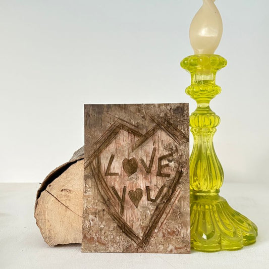"Love You" Small Birch Bark Plaque Engraved