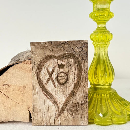 "XO" Mini Birch Bark Plaque Engraved