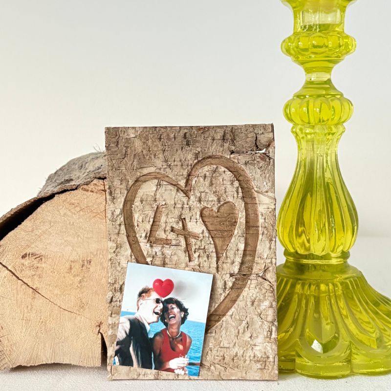 Initials Mini Birch Bark Plaque Engraved