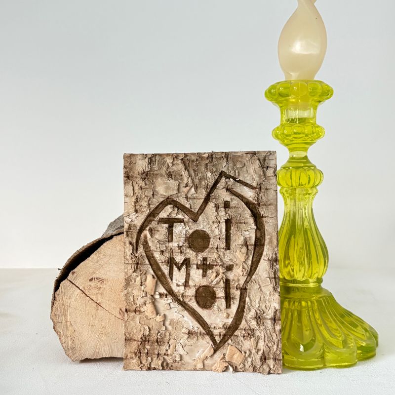 "Toi + Moi" Small Light Birch Bark Plaque Engraved