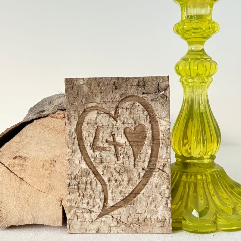 Initials Mini Birch Bark Plaque Engraved